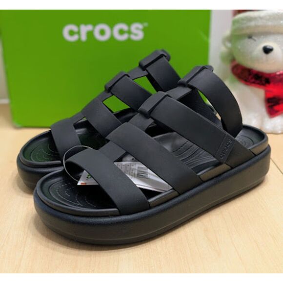 CROCS Black Brooklyn Luxe Gladiator Sandals Women's Size 9 NIB - Picture 4 of 14